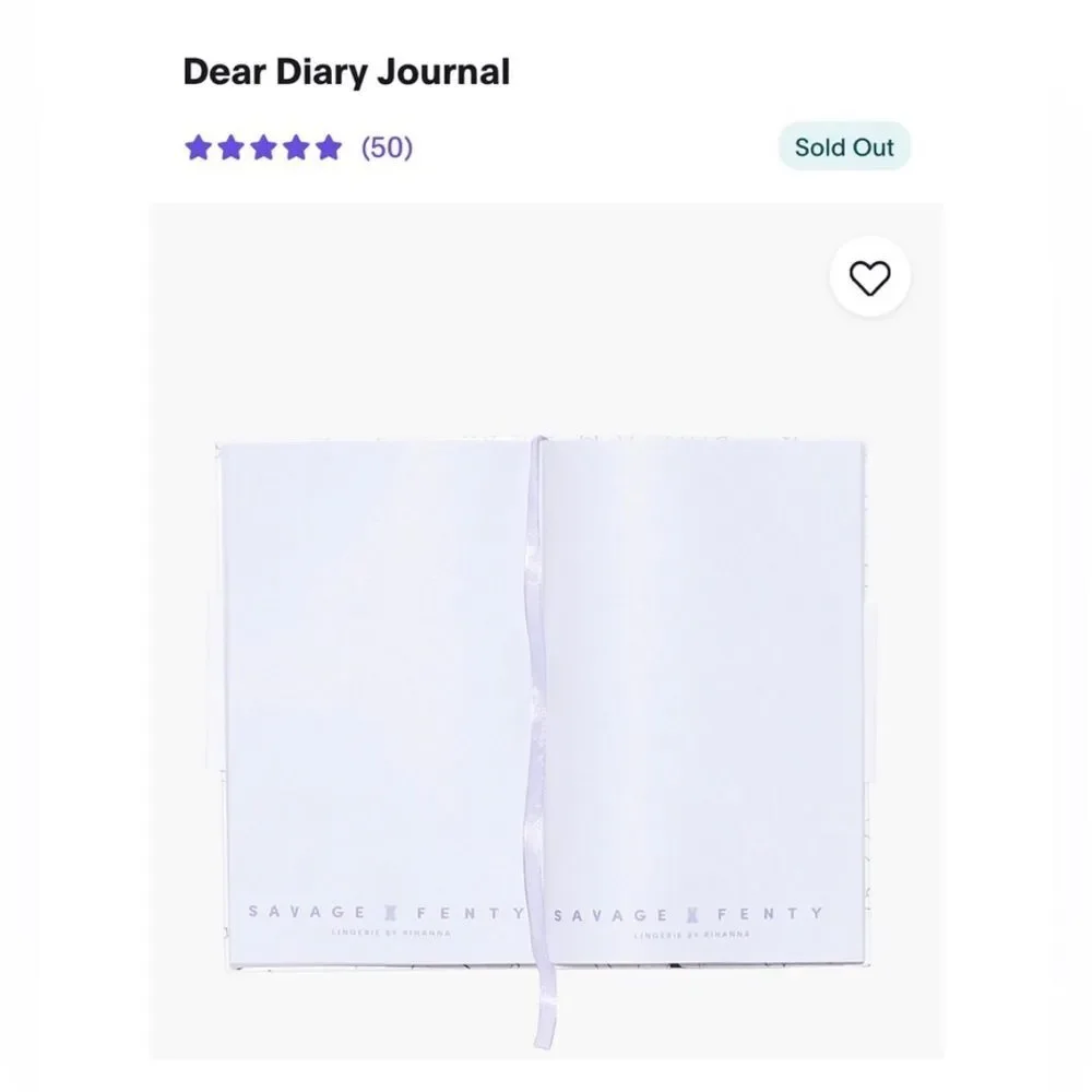 NWT Limited Edition Savage x Fenty Dear Diary Journal